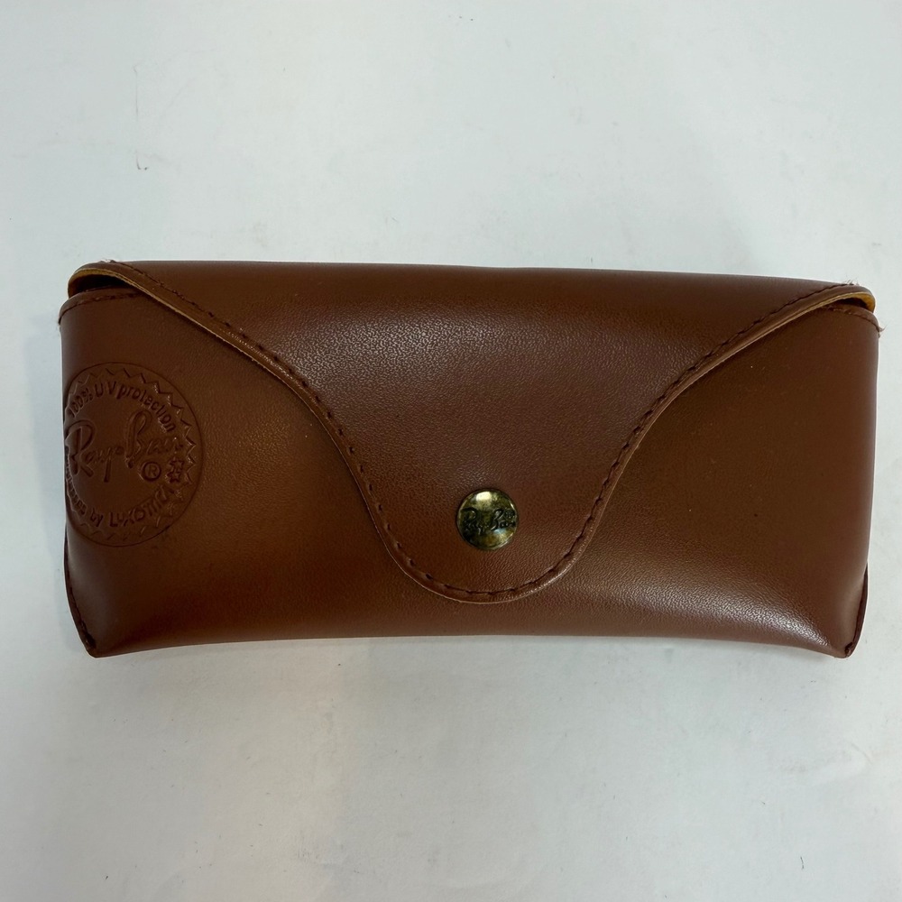 Ray-Ban Brown Faux Leather Sunglasses Case Snap Closure X-0031